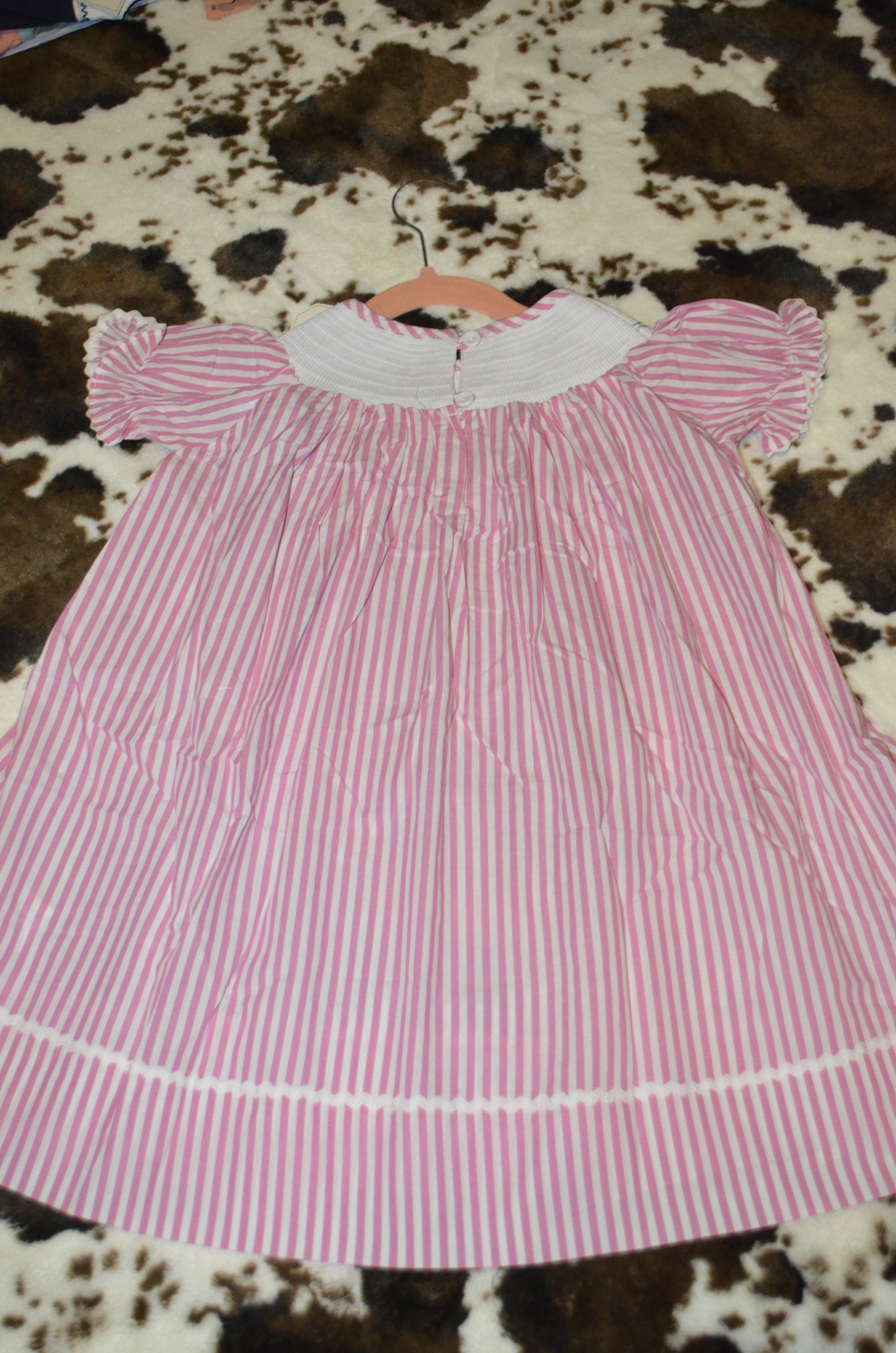 Pink Striped Whale Smocked Bishop Dress