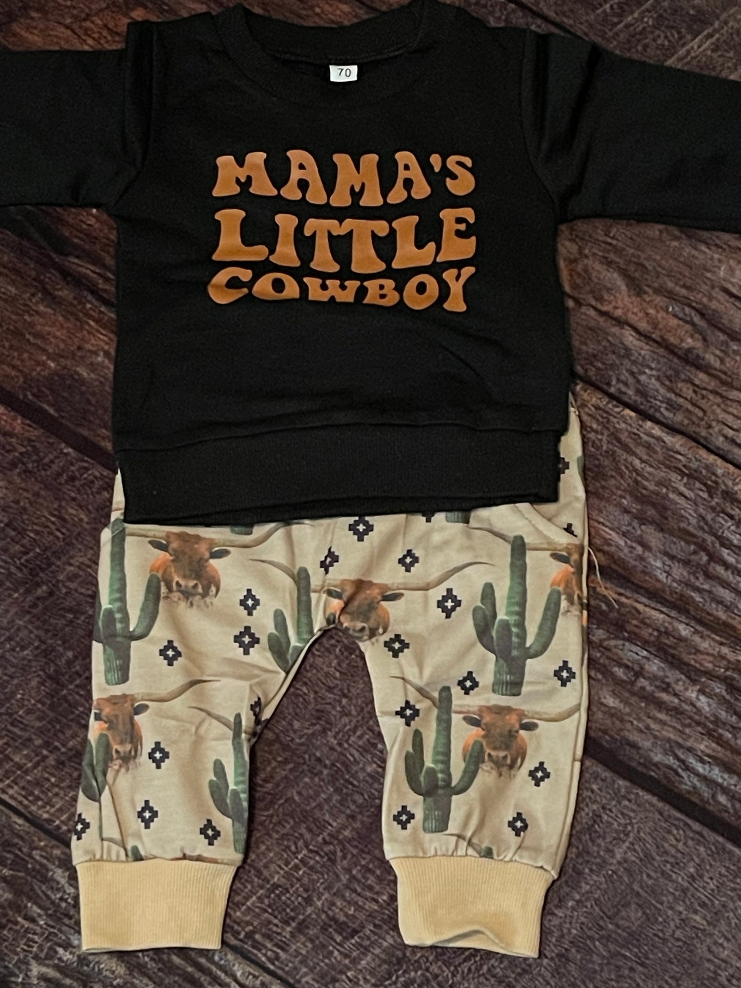 Highland Cow Mama’s Little Cowboy Jogger Set