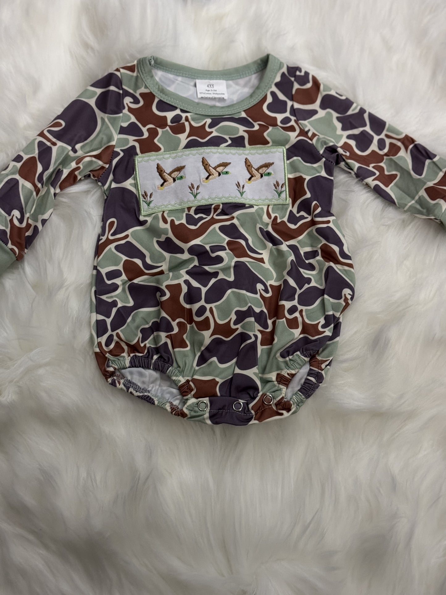 Duck Embroidery Camo Onsie