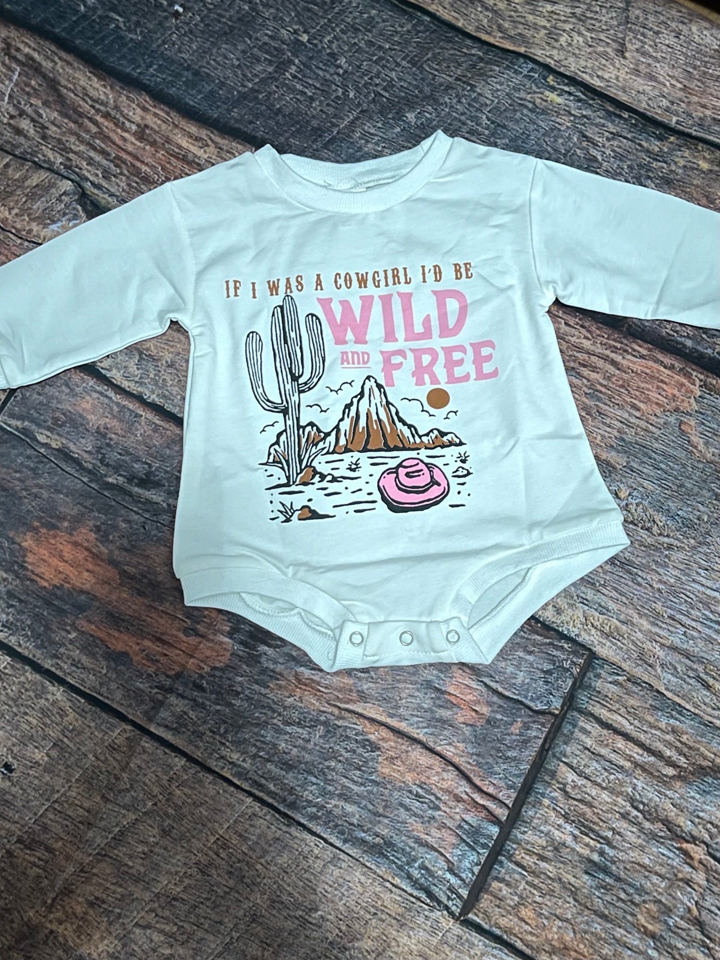 Cowgirl Wild and Free  Long Sleeve Onsie