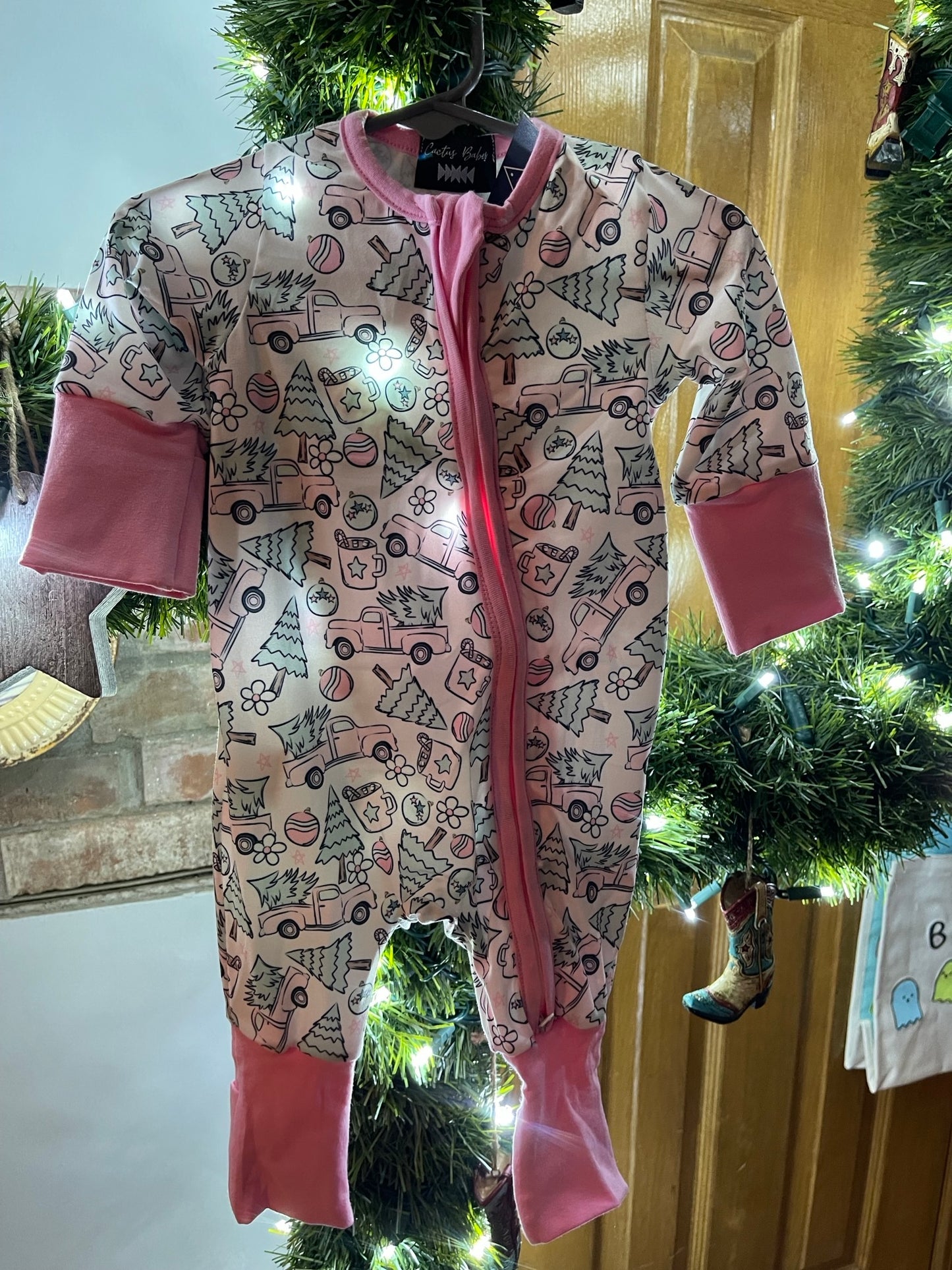 Pink Christmas Truck Zipper Pajamas